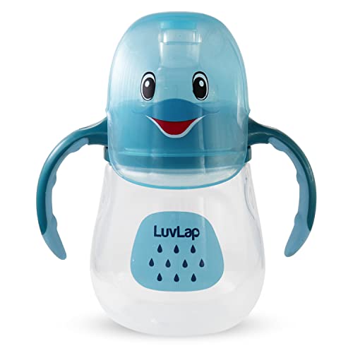 LuvLap Little Dophin Spout Sipper for Infant/Toddler & Kids, 210ml, Anti-Spill Sippy Cup with Soft Silicone Spout BPA Free, 1 Year+ (Blue)