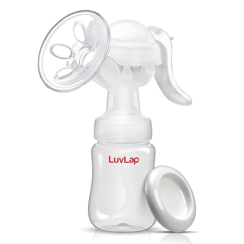 LuvLap Manual Breast Pump, 3 Level Suction Adjustment, Easy Massage Cushion & Ergonomic Handle for Easy & Painless Breast Milk Expression, 2pcs Breast Pads free, Soft & Gentle, BPA Free