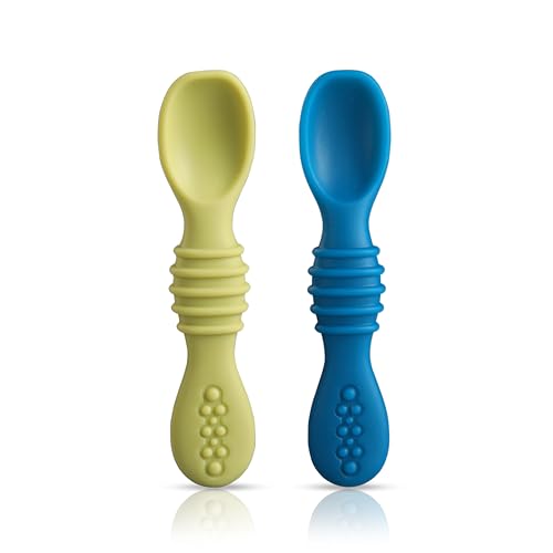 LuvLap Silicon Spoons for Baby Feeding& Baby Led WeaningSet of 2, Feeding & trainingspoons, Gum Friendly, BPA Free