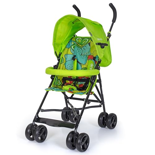 LuvLap Tutti Fruti Baby Stroller/Buggy, Lightweight, Compact & Travel Friendly Pram for 6-36 Months, 5 Point Safety Harness, Extendable Canopy, Upto 15Kg (Green)