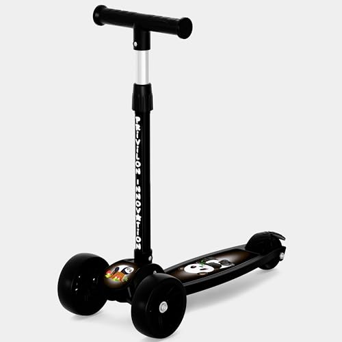 MAGICLY Kids 3-Wheel Foldable Scooter – Adjustable Height, Wide Anti-Slip Deck, Smooth PU Wheels Game, Lightweight Kick Scooter for Boys & Girls of Ages 2-10 Years (Scooter Black)