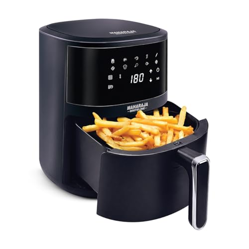 Maharaja Whiteline CrispyChef Pro 1350W Digital Air Fryer (4.5L, Black) | 10-in-1 Multi-Cooking Functions | 360° Crisp Technology | Non-Stick Grill Plate | Oil-Free Healthy Cooking | 2-Year Warranty