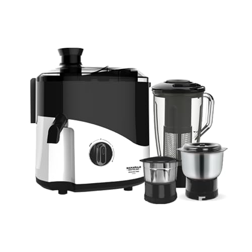 Maharaja Whiteline Odacio Pro Juicer Mixer Grinder With 3 Versatile Jars || 500 Watt || Food Grade Safe || 2 Year Warranty || Black and White