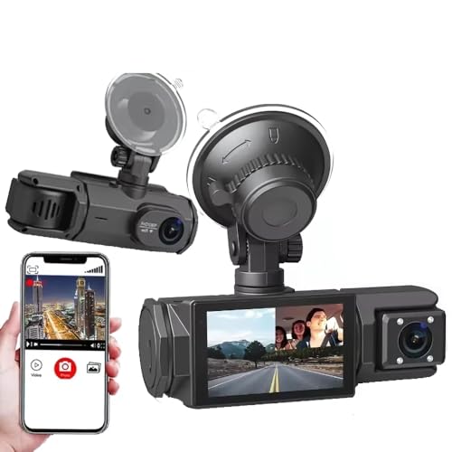Maizic Smarthome Triplex 4K 3 Channel Dash Cam WiFi Built-in G-Sensor, 1296P+1080P+1080P Front and Rear Inside Loop Recording, Triple Car Dash Camera, IR Night View, 24H Parking Monitor