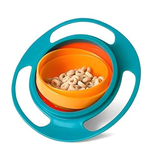 MAKE A WISH Gyro Bowl for Toddlers-Baby Magic Bowl-360 Rotating for Kids Age 1 to 3 Years- Non Spill Resistant Bowls for Toddlers with Lid and Rotations, Container Mess Free Snack Bowls,Random Color