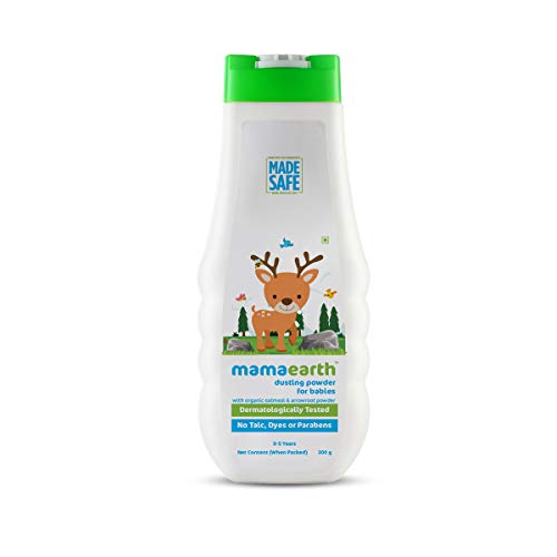 Mamaearth Dusting Power For Babies - 300 g | Infused with Organic Oatmeal and Arrowroot Powder | Calms and Relaxes Skin, Prevents Diaper Rash, Dermatologically Tested, Free From Talc and Parabens