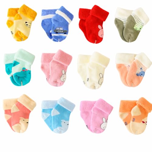 MAMAMORO Socks for New Born Baby | Soft Cotton Baby Socks 0 to 12 months for Newborn Boys & Girls - Pack of 4