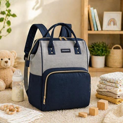 MAMMA Diaper Bag for Mothers for Travel, Baby Bag for Mother Travel, Hospital Bag for Delivery Women, Baby Diaper Bag for Mom, 12 Pockets Diaper Bags for Mothers with 9 Months Warranty