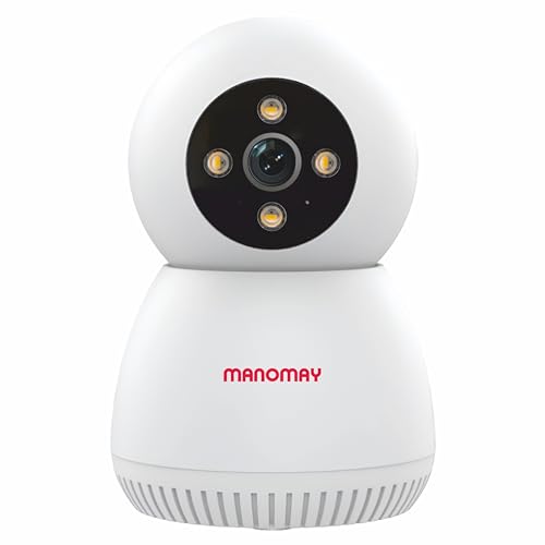 MANOMAY 3MP Wi-Fi Pan-Tilt Security Camera | BIS-ER Certified (STQC) | 360° Smart Tracking | Two-Way Audio | All Time Color Night Vision | Alexa Support | Works with Android & iOS (M1078S)