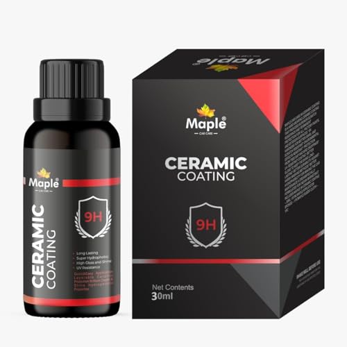 Maple Car Care 9H Ceramic Coating Kit for Car (30ml) | Nano Paint Protection | Super Hydrophobic High Gloss Anti-Scratch Polish for Car Exterior with Applicator & Microfiber Cloth | Long-Lasting Shine