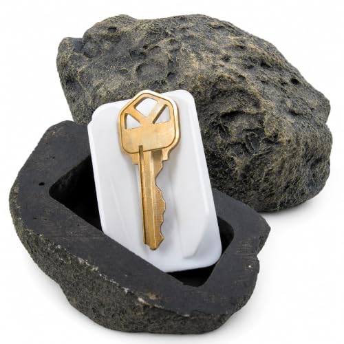 MAPPERZ 1Pcs Fake Rock Key Hider Box, Weatherproof and Secure Garden, Yard and Flower Pot Key Holder Safe for Outdoor, Fake Stone Keys Hiding Box
