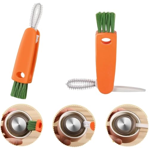 MAPPERZ 3-in-1 Multifunctional Cleaning Brush Set | Mini Glass, Bottle, and Lid Cleaner | Cup Cleaner Brush & Bottle Cap Detail Brush for Home Kitchen Washing Set of 1