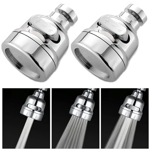 MAPPERZ 360° Rotating Kitchen Water Faucet Sprayer Head, 3 Adjustable Water Flow Modes, High Pressure Splash Filter Adapter for Kitchen Sink, Washroom, Toilet (8cm Dia) (Pack Of 1)