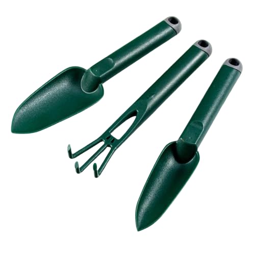 MAPPERZ 3pcs Mini Garden Tool, Hard PVC Hand Tool Kit for Home Gardening, Small Size Hand Cultivator, Trowl, Garden Fork for Planting, Digging (Pack of 1)