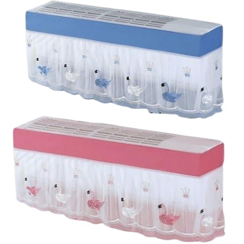 MAPPERZ AC Cover Embroidery Work Premium Work Indoor Dust Proof Washable Protection Net Design Cover Multicolour & Pattern May Vary (Pack Of 2)