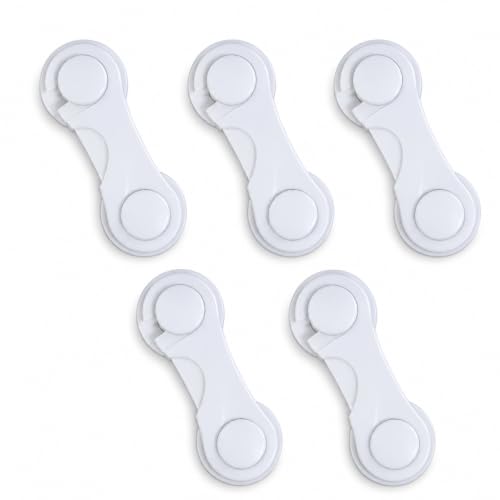 MAPPERZ Cabinet Door Locks for Baby Safety Proofing, Door Locks with Adhesive, for Drawer Cupboards Fridge Oven Closet & Pantry, Childproof Door Latch for Protecting Kids Toddler and Infant, Pack Of 5