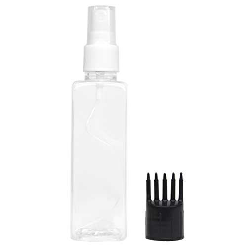 MAPPERZ Plastic Pump Bottle Spray Dispenser, With Root Comb Applicator, Clear Empty Fine Mist Plastic Mini Travel Rectangular Bottle, Refillable Makeup Sprayer for Perfume, Liquids, Oil, PC- 1