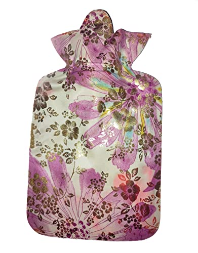 MAPPERZ Thermal Hot Water Bottle with Soft Cover - Small Size Classic Hot Water Bag for Pain Relief, Neck and Shoulders, Feet Warmer, Menstrual Cramps, Hot and Cold Therapy - Flower Design, Pack Of 2