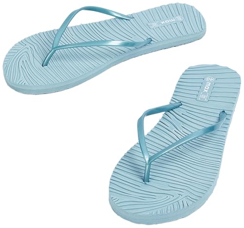 Max Women Textured Footbed Flip-Flops, Blue 39