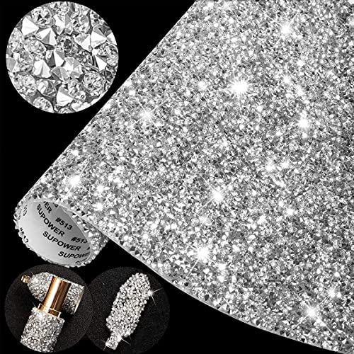 MAYCREATE Rhinestone Stickers 1 Roll Self Adhesive Lace 9.4 x 15.8 in