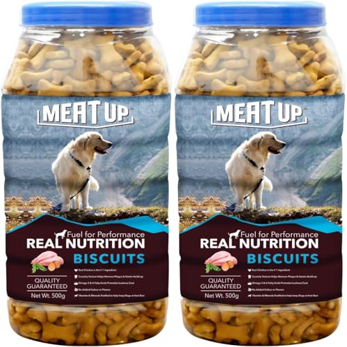Meat Up Dog Treats Biscuits, Mutton Flavour (500g + 500g) Total 1Kg Pack (All Life Stages)