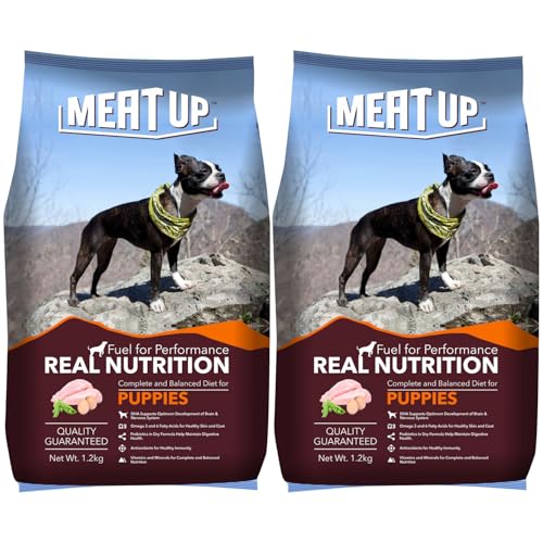 Meat Up Puppy Dry Dog Food, 1.2 kg + 1.2 kg Total 2.4 kg Pack