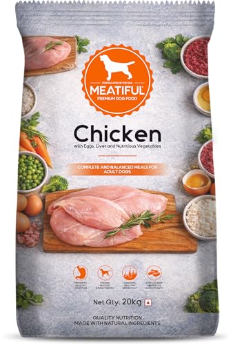 Meatiful Adult Dry Dog Food 20kg | Chicken Flavour | Supports Strong Bones & Teeth | Boost Immune System | Healthy Skin & Coat