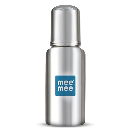 Mee Mee Baby Steel Feeding Bottle 240ml | Baby Milk Bottle with Advanced Anti Colic Valve, BPA Free, Soft Silicone Teat, Wide Neck for Babies/Infants/Newborns of 0-2 Years