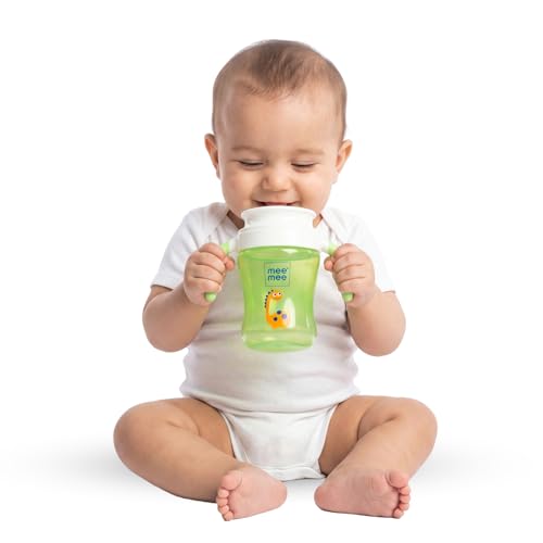 Mee Mee Baby Trainer Sippy Cup | Leakproof Spout Sipper with Dual Handles | BPA-Free, Non-Toxic Plastic Material | 240 ml Green