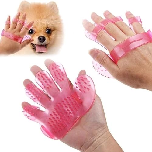 MeeTo Pet Grooming and Bathing Silicon Glove,Gentle Deshedding Brush Glove Hair Remover Brush for Long and Short Hair Dogs, Cats & Horses Brushes Efficient Pets Hair Remover, Random Color, Pack of 1