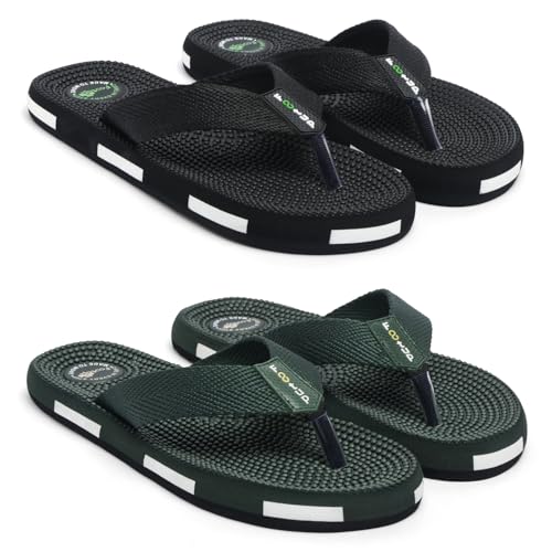 Men’s Orthopedic Comfort Flip Flops with Soft Fabric Straps | Cushioned Anti-Skid Footbed Slippers for Men | Lightweight Walking Flip Flops for Home, Outdoor, Indoor Use