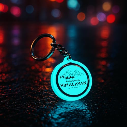 Mi Glow Store Glow in Dark Keychain for Bike Men | Gift for Man | Bike Accessories | Charges in Light Glows in Dark | Key chain for Bike | Compatible with Royal Enfield Himalayan (Blue)