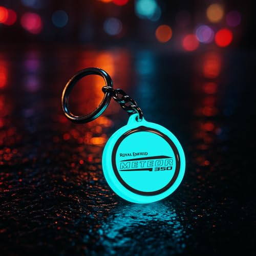 Mi Glow Store Glow in Dark Keychain for Bike Men | Gift for Man | Bike Accessories | Charges in Light Glows in Dark | Key chain for Bike | Compatible with Royal Enfield Meteor 350 - Blue
