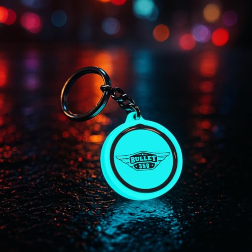 Mi Glow Store Glow in Dark Keychain for Bike Men | Gift for Man | Bike Accessories | Charges in Light Glows in Dark | Key chain for Bike | Compatible with Royal Enfield Bullet 350 - Blue