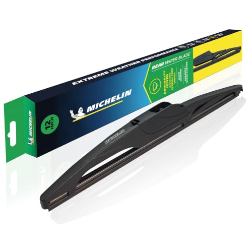 MICHELIN Rear Wiper Blade for Cars | Aerodynamic Windshield Wiper with Graphite + Teflon Coated Natural Rubber, UV-Resistant Body & Multi-Adaptor Fitment | Tested for 500,000 Wipe Cycles (1, 12 Inch)