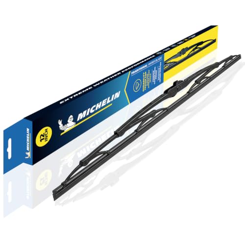 MICHELIN Traditional Wiper Blade | Aerodynamic High-Performance Wiper with Graphite & Teflon Coated Natural Rubber for Streak-Free Wipe | U-Hook Type Rust-Resistant Steel Frame (1, 12 Inch)