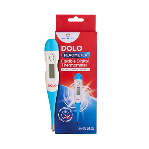 Micro Wellness Dolo Fevometer Medical Digital Fever Thermometer | Easy & Accurate Thermometer with Memory Function | Flexible Tip | Fast Reading | Body Temperature Monitor - Adults & Kids