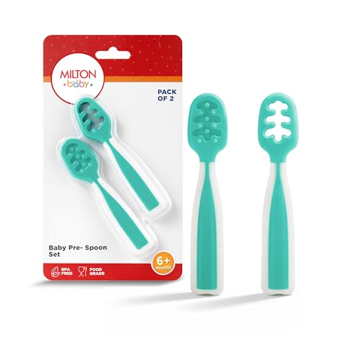 Milton Baby Pre Spoon Set I Silicone Spoon for First Stage Feeding Cum Training Spoons for Self Feeding I BPA Free- 100% Food Grade I Baby Led Weaning I for Puree and Soft Food