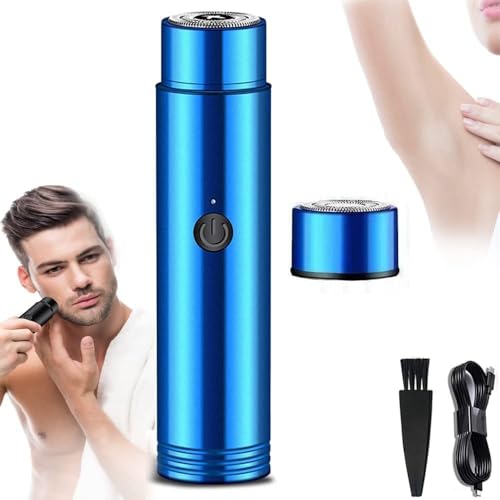 Mini Electric Razor Shaver (FES) Hair Trimmer with Dual-Edge Blades, USB Rechargeable Waterproof Mini Beard Trimmer for Men and Women, Multipurpose Hair Shaver for Face in Black & Green