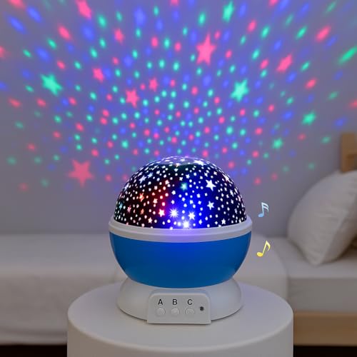 Mini Wonders Round LED Projector Night Light for Kids | Starry Sky Rotating Lamp for Baby Room | Soothing Sleep Light for Babies & Toddlers