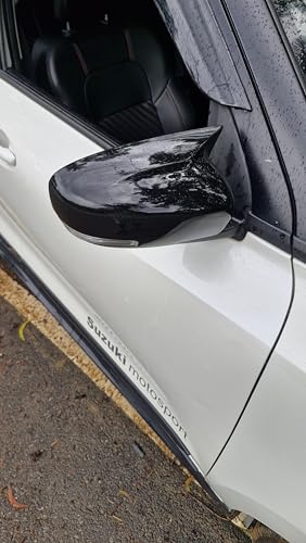 Modsworld Batman-Style Car Mirror Covers Compatible with Maruti Suzuki Swift 2018-2024, Baleno, Drize 2017 Onwards, Fronx, Wagnor 2019, Spresso, Ignis, Ciaz, (Gloss Black) Set 2 Pc