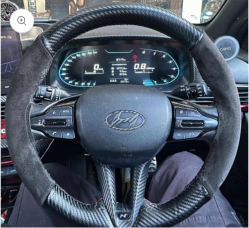 Modsworld Black Alcantara and Carbon Fiber Steering Wheel Grip Cover for car Steering Soft Durable Universal fit for All car Steering Grip Cover with Stiching Thread.