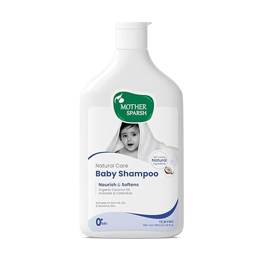 Mother Sparsh Natural Care Baby Shampoo-400ml | Tear Free Shampoo for Babies With Organic Coconut Oil, Calendula & Avocado | Suitable for Newborn Sensitive Skin