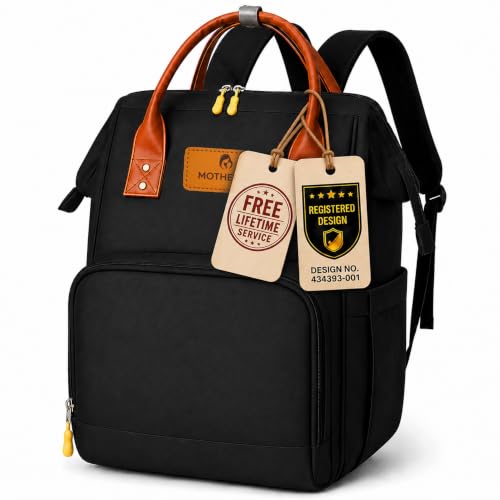 Motherly Patented Baby Diaper Bag Backpack for Moms | Water-Resistant Maternity & Baby Travel Bag with Multiple Pockets | Hospital Bag for Newborn Essentials (Budgetbee, Black)