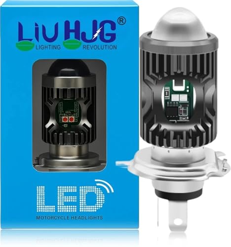 Moto Powerz LIU HJG H4 LED Headlight Bulb 20W Waterproof Police Style Multi Color Light for Bikes & Cars, High Brightness White Yellow Red Blue Universal (1 piece)