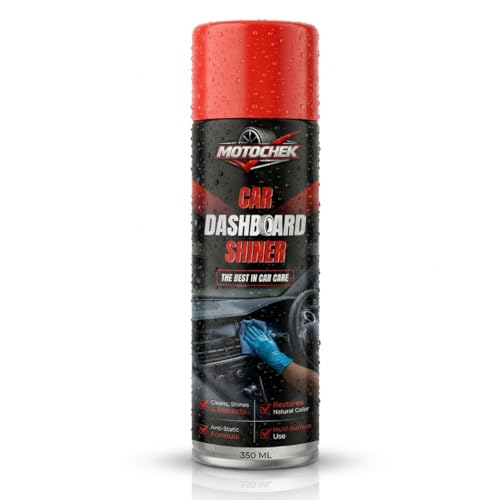 MOTOCHEK Car Dashboard Shiner Spray | Anti-Static Dashboard Polish for Long-Lasting Shine | Restores Color, Protects from Dust & UV | Multi-Surface Car Care Spray | 350ML