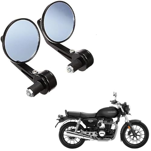 Motorcycle Bar End Side Mirrors ? Round Rear View Mirrors for Honda Hness CB350 & Other Bikes (Set of 2)