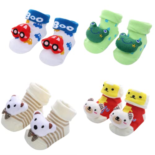 Mumslap Baby Boys & Baby Girls Ankle Length Cotton Blend Socks (Pack Of 4)