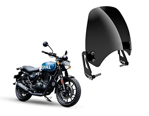 Mv Motorcycle Windshield Visor, Black Glass Headlight Protector, UWind Deflector for Hunter 350