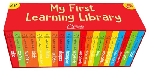 My First Learning Library: Boxset of 20 Board Books for Kids | Includes ABC, Numbers, Shapes, Colors, Wild & Baby Animals, Fruits, Vegetables, Transport, Toys, Opposites, Flowers, Sea Animals, People at Work, Food, About Me & More | Early Learning for Babies, Toddlers & Preschoolers | Ages 0-3 Years | Horizontal Design